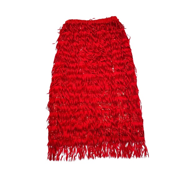 #A101   N by Nancy  Whimsigoth  Red Fringe Sequin Skirt  Size  NWT L - Picture 1 of 8